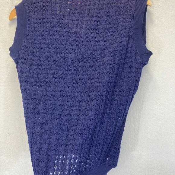 Vintage 1960's Pendleton Open Knit Vest Womens 40 (Large) Blue Crochet 60s RARE - Picture 9 of 11